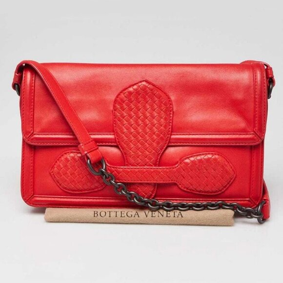 Bottega Veneta Red Intrecciato Nappa Leather Rialto Bag - Picture 10 of 11